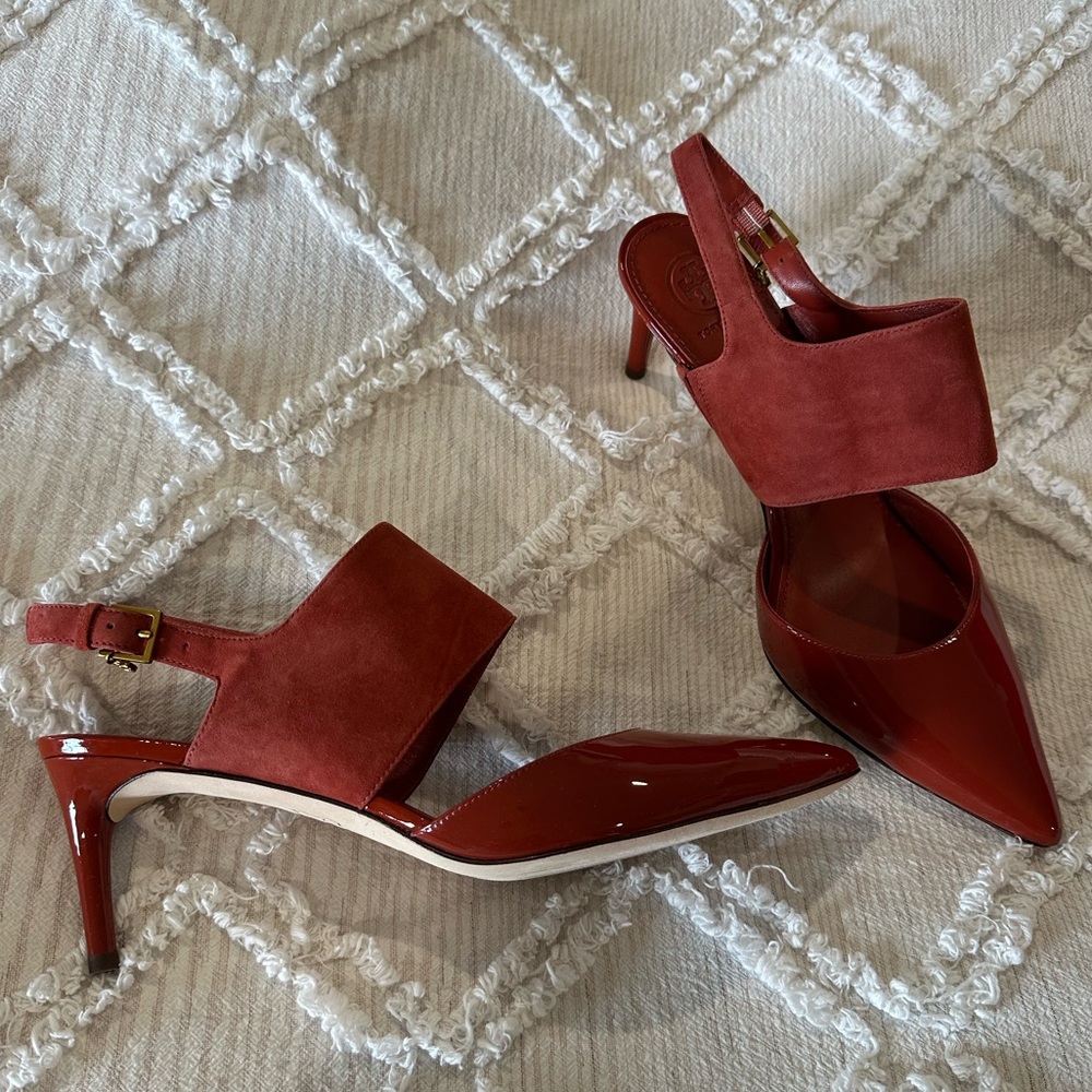 Tory Burch Elegant Women's Slingback Shoes in Rich dark orange